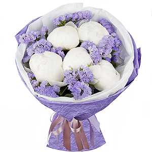 Peony white - 7, Blue Statice, Wrapping Paper