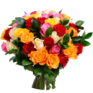 Rose 40 cm - 63, Ruscus, Ribbon