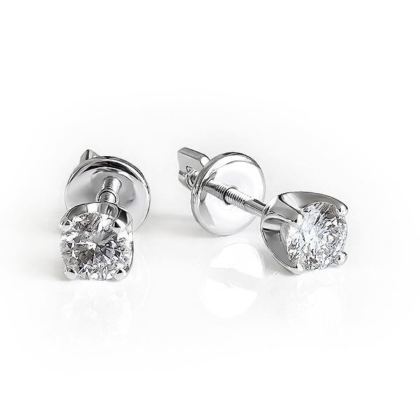 Gold Stud Earrings YULUMIA With a 0.9 Carat Diamond with delivery Tula
