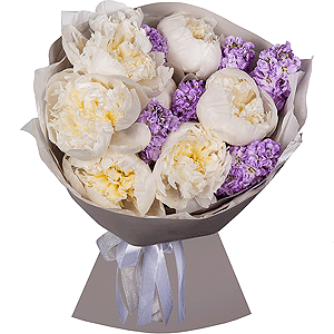 Peony white - 7, Matthiola Lilac - 15, Wrapping Paper