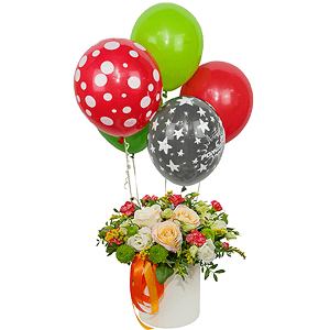Peach blossom with balloons with delivery Tula