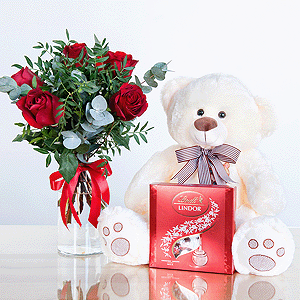 Gift set "Teddy bear, roses and sweets" with delivery Tula