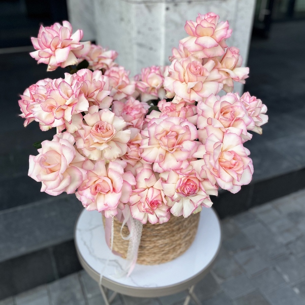 Rose Esperance - 33, Large Basket, Oasis, Ribbon