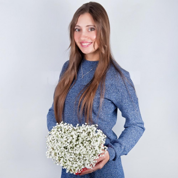 Gypsophila - 11, Heart‑shaped box for arrangements, Oasis
