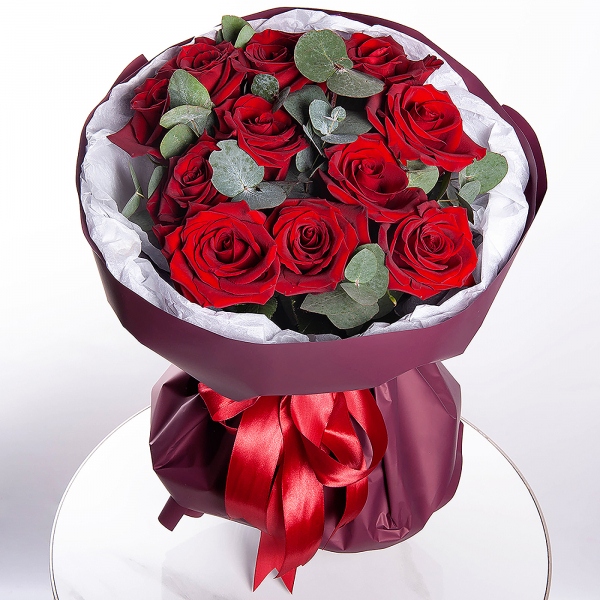 Rose Red 50 cm Ecuador - 15, Eucalyptus, Wrapping Paper