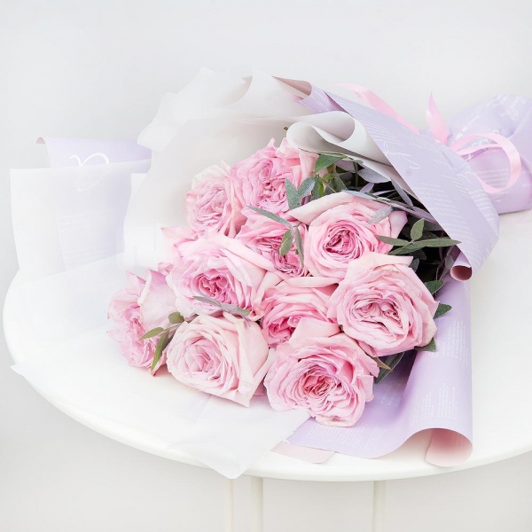Peony style roses - 19, Pistachio, Wrapping Paper, Ribbon