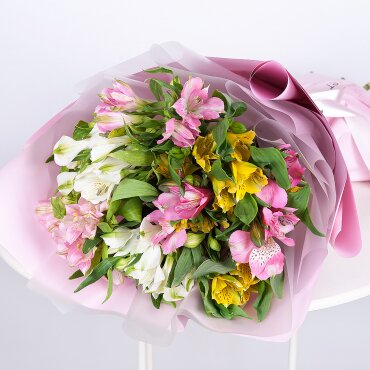 Alstroemerias - 9, Felt, Ribbon